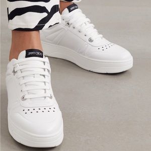 Jimmy Choo White Chunky Sneakers with Minimalist Design